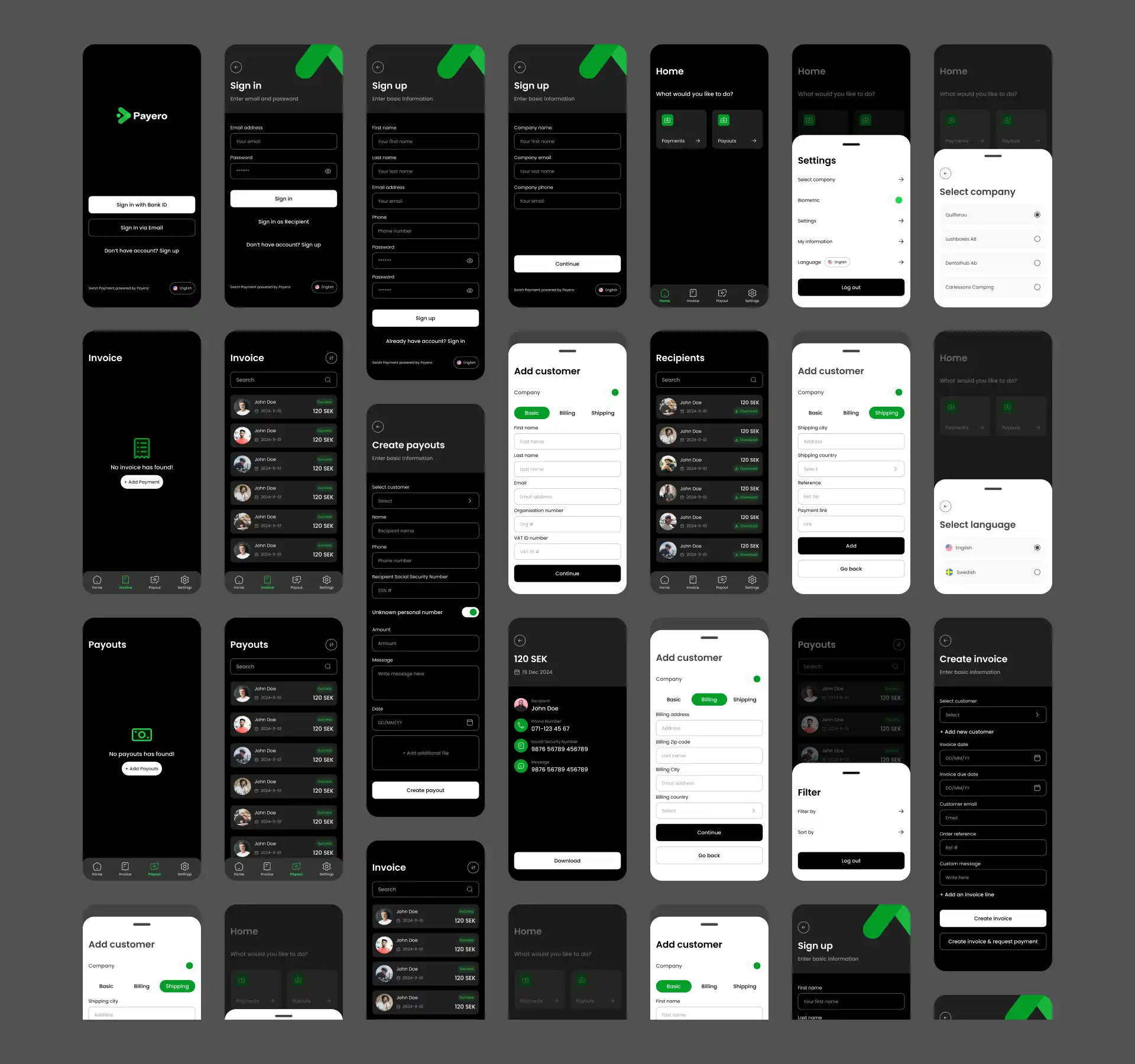 Payero Mobile App UI Design